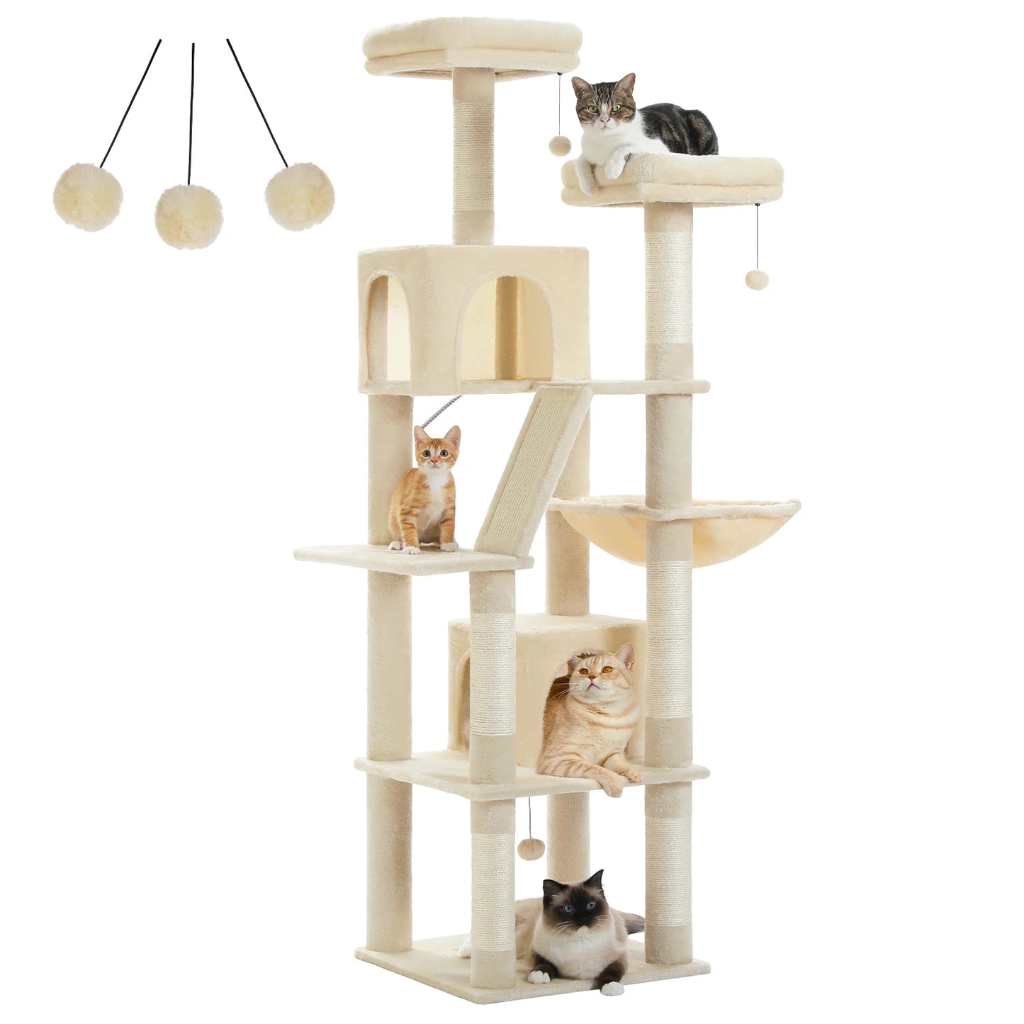 Tall Cat Tree Large Cat Tower for Indoor Cats Multi-Level Plush Cat Condo with Scratching Posts Scratching Boards Perches Caves