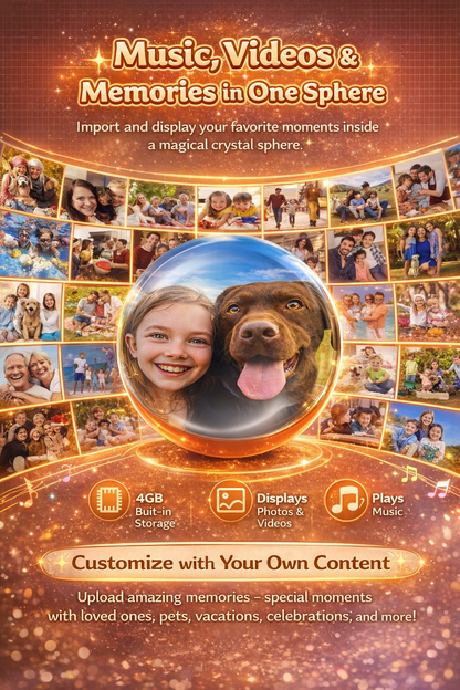 Personalized Crystal Ball Digital Photo Album – Custom Video & Photo Memory Gift with Sound
