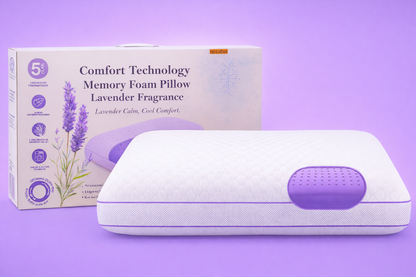 Lavender scented memory foam pillow + double sided brush set  + eye musk (sample)