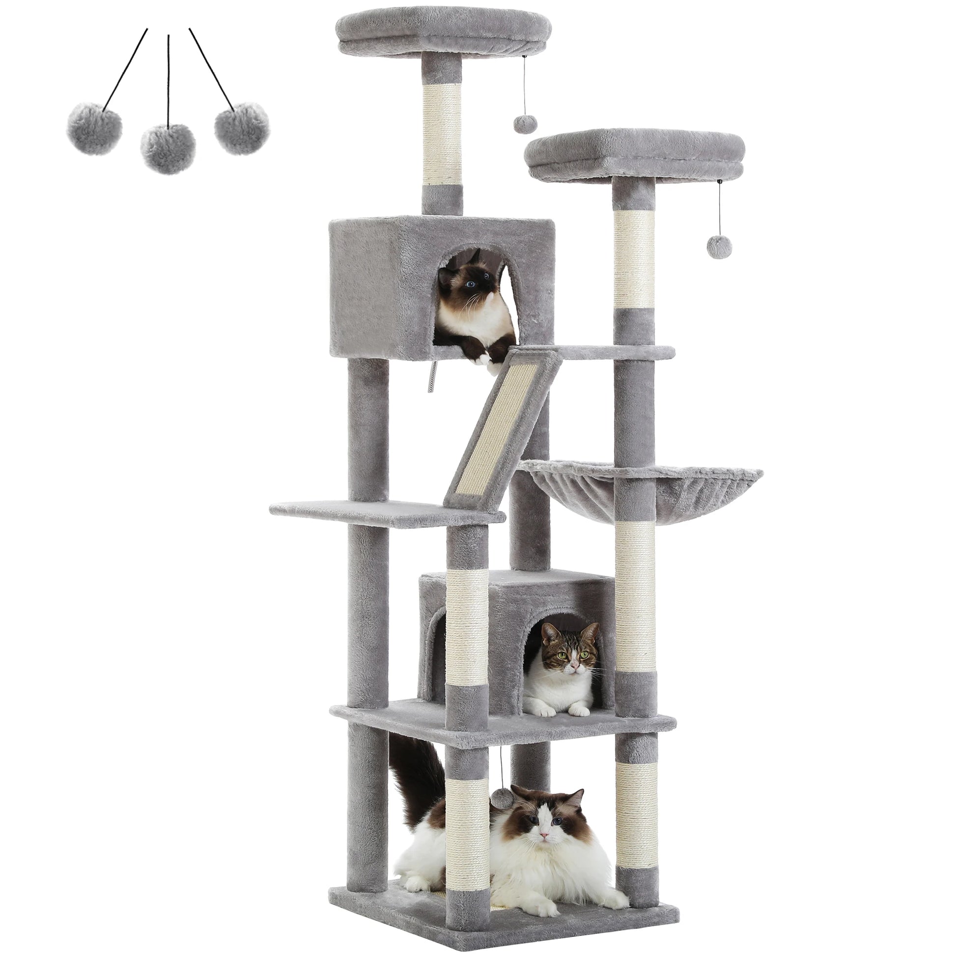 Tall Cat Tree Large Cat Tower for Indoor Cats Multi-Level Plush Cat Condo with Scratching Posts Scratching Boards Perches Caves